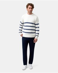 Brooksfield - Crew Neck Knit Striped