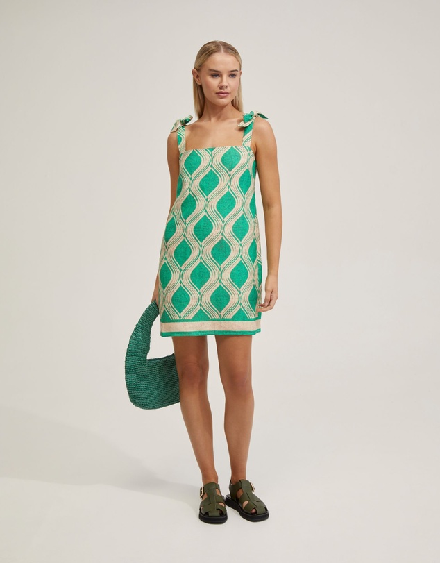 Oxford - Emily Linen Blend Printed Dress