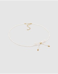 Elli Jewelry - Necklace Choker Ribbon Pearl 925 Sterling Silver Gold Plated