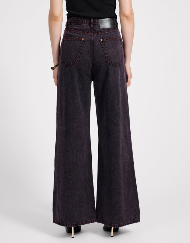 ONE TEASPOON - Love Machines Mid Waist Super Wide Leg Denim Jeans - Black Pink