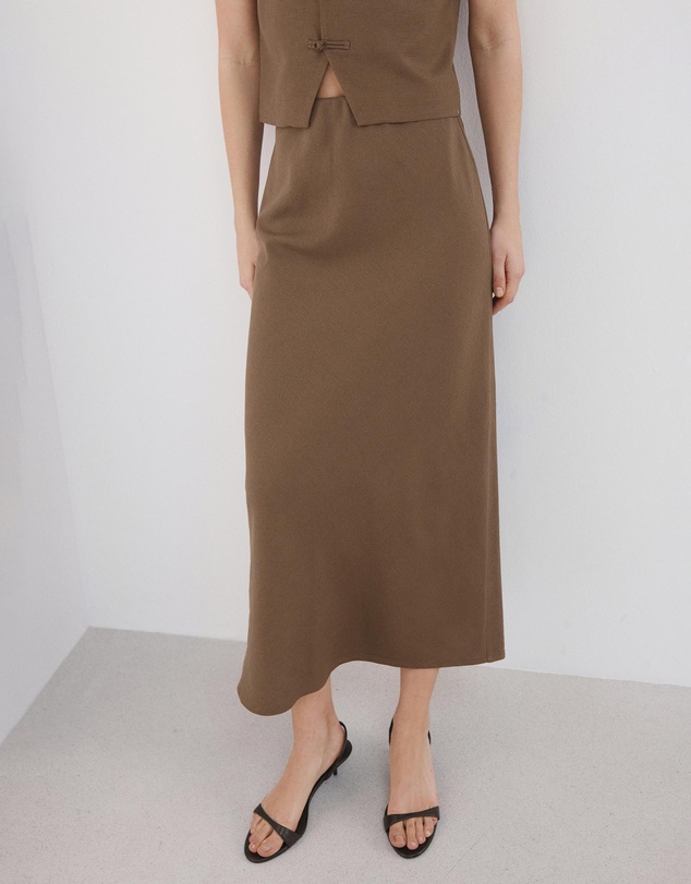 M.N.G - Linen-Blend Straight Skirt