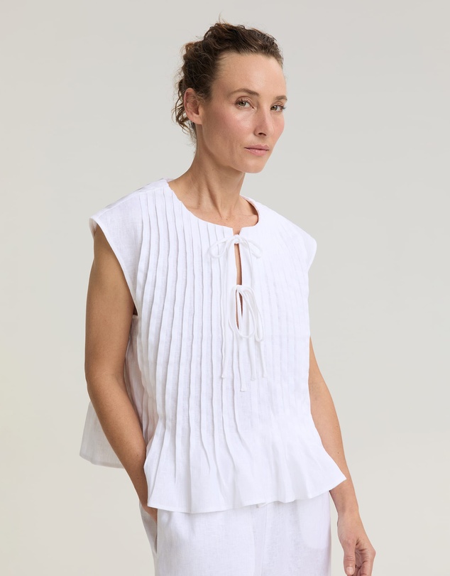 Sportscraft - Ariana Pintuck Linen Blouse