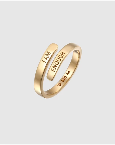 Elli Jewelry - Ring I AM ENOUGH 925 Sterling Silver Gold-plated