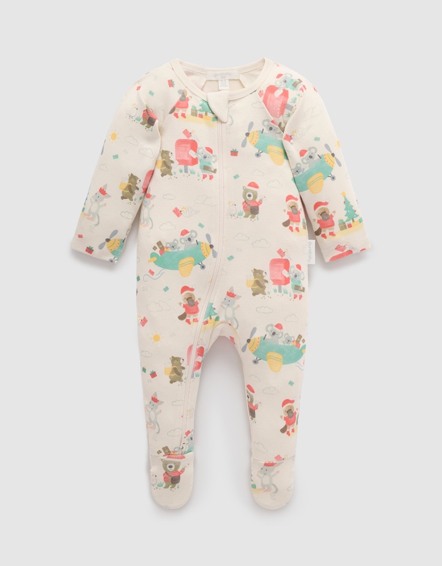 Purebaby - Christmas Zip Growsuit -Kids-Babies