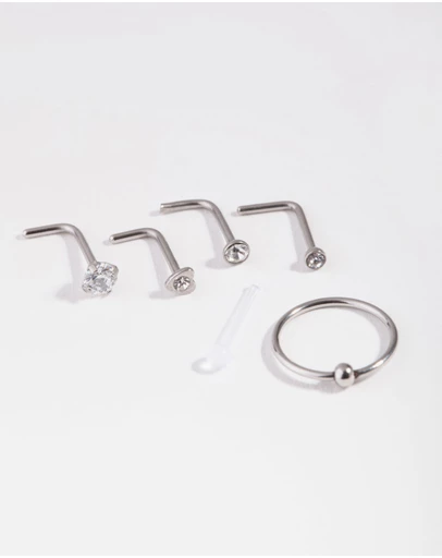 Lovisa - Silver Mixed Diamante Nose Stud 6-Pack