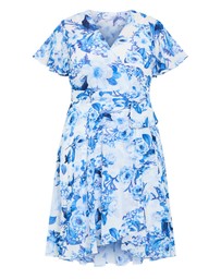 City Chic - Short Sleeve Print Wrap Midi Dress