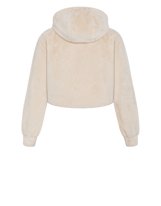 City Chic - Plus size Remi Faux Fur Hooded Bomber - cream