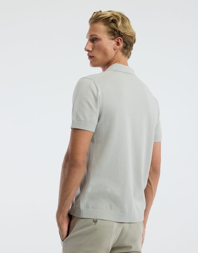 Calibre - Cotton Zip Neck Polo Silver