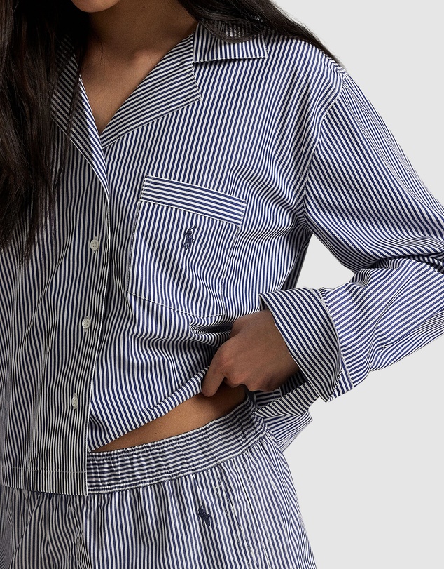 Polo Ralph Lauren - Shirting Stripes Crop Top & Boxer Short Cotton Pyjama Set