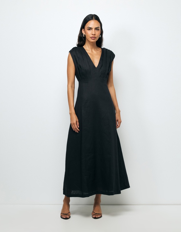 AERE - Rhae V Neck Midi Dress