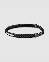 Maserati - Black with Silver 22.5cm Recycled Leather Bracelet