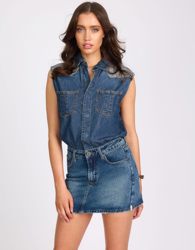 ONE TEASPOON - Sloane Mini Denim Dress - Phoenix Blue