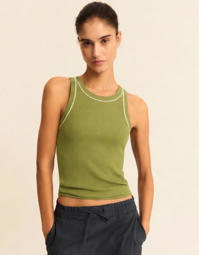 Emme | Max Mara Group - Green Bicolour Viscose Knit Tank Top
