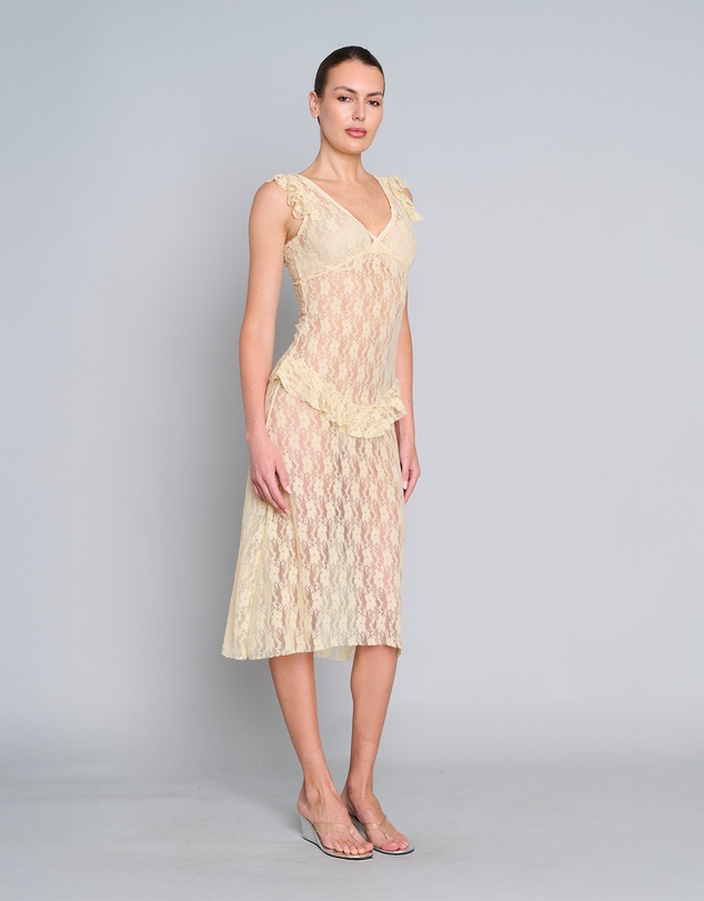 Love and Nostalgia - Summer Love Lace Midi Dress - Lemon Yellow