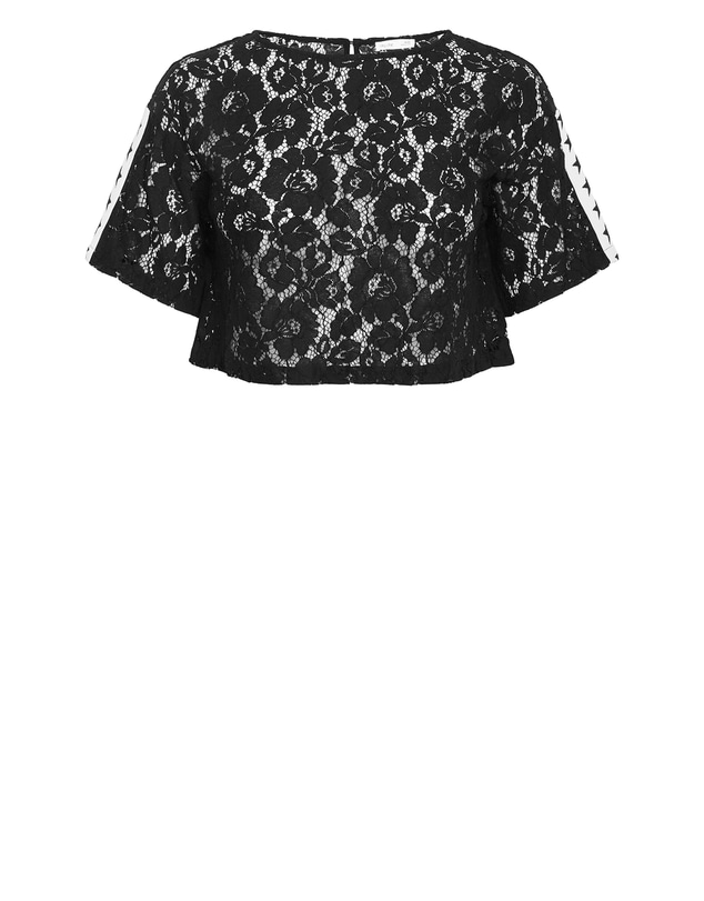 City Chic - Plus size Star Lace Crop Top - black