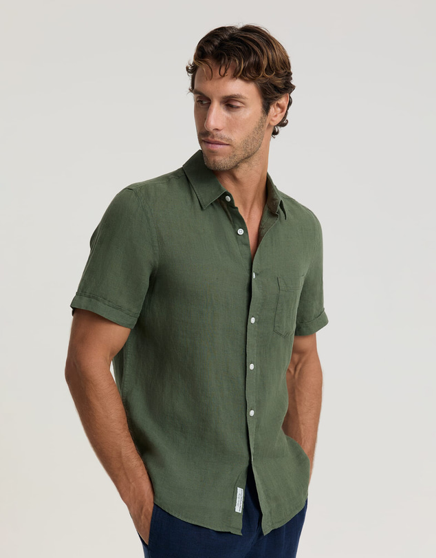 Sportscraft - Short Sleeve Yarn Dyed Linen Shirt