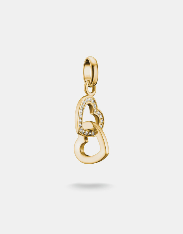 THOMAS SABO - Gold-Plated Double Heart Charm with White Zirconia