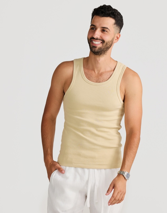 Vacay Swimwear - Rib Singlet Sand
