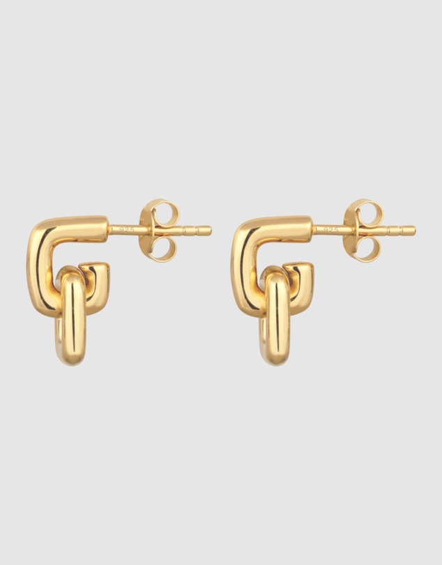 Elli Jewelry - Chain Link Stud Earrings in Gold-Plated 925 Silver