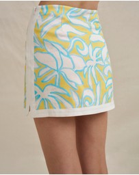 BY JOHNNY. - Painted Palm Contrast Mini Skirt