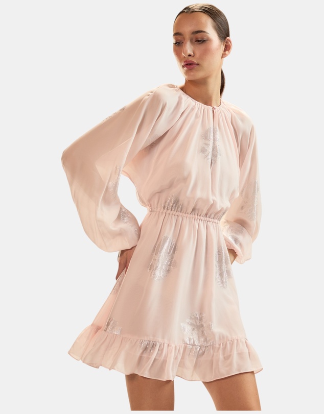 Cynthia Rowley - Silk Lurex Dolman Sleeve Mini Dress