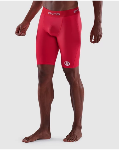 SKINS - SKINS Compression Men's Series-1 Running/Gym Half Tight Activewear Red