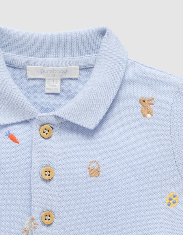 Purebaby - Bunny Friends Polo Shirt -Kids-Babies