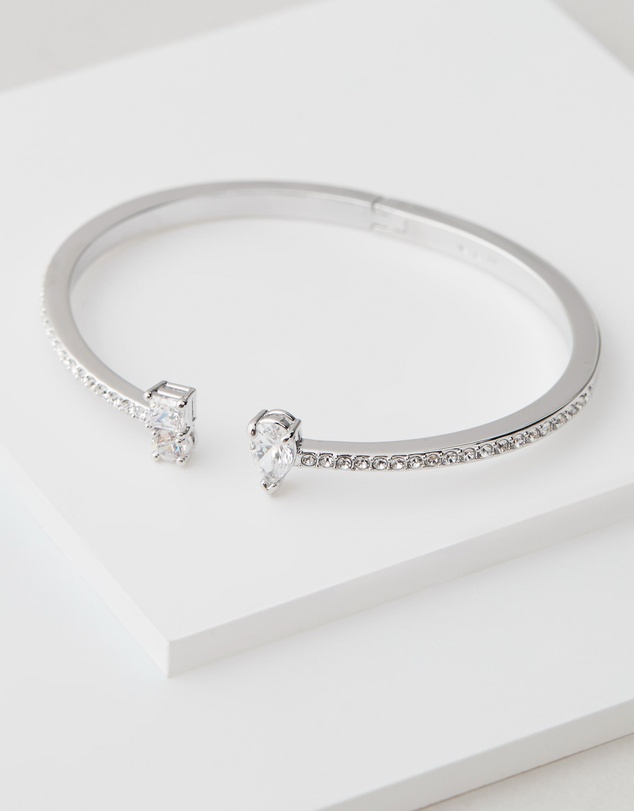 Swarovski - Mesmera cuff, Mixed cuts, White, Rhodium plated