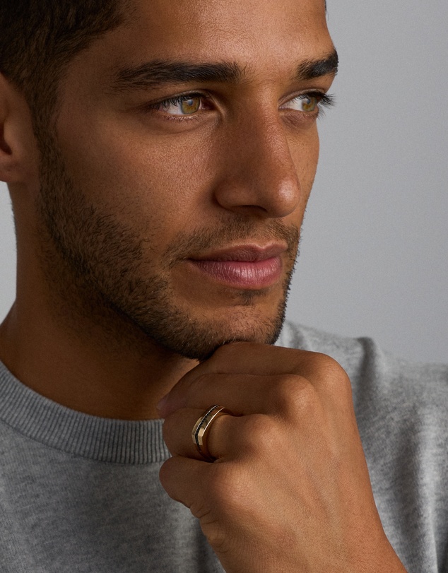 Michael Hill - 0.18 TW Black Diamond Men's Ring in 10kt Yellow Gold