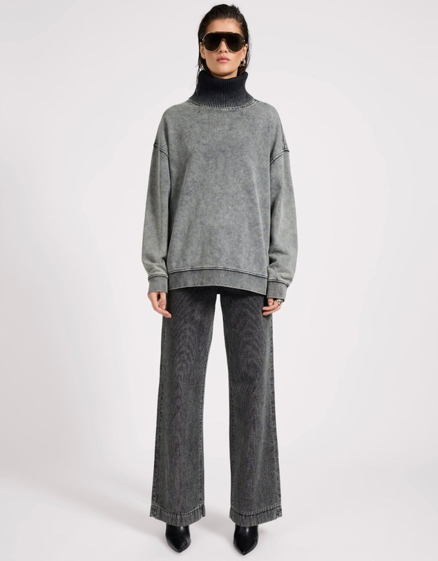 ONE TEASPOON - Fleece Roll Neck Sweater - Worn Black