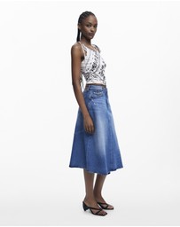 Desigual - Midi-length asymmetrical denim Skirt