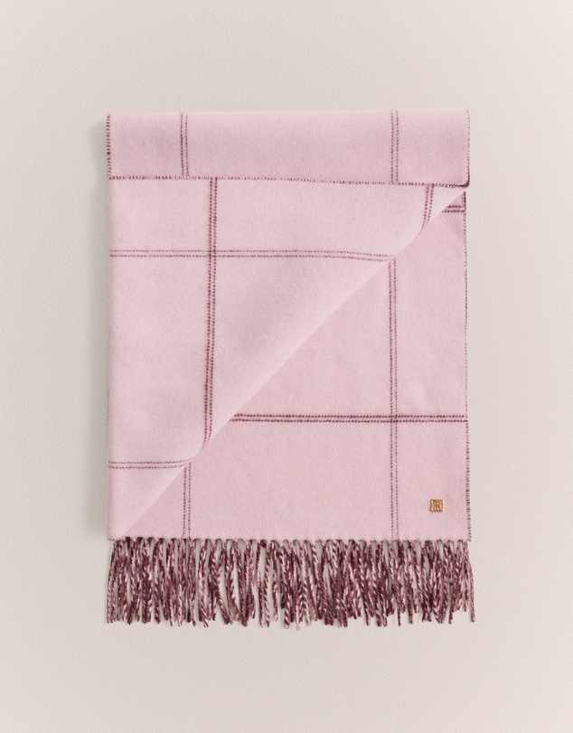 Trenery - Wool Check Reversible Scarf in Light Blush