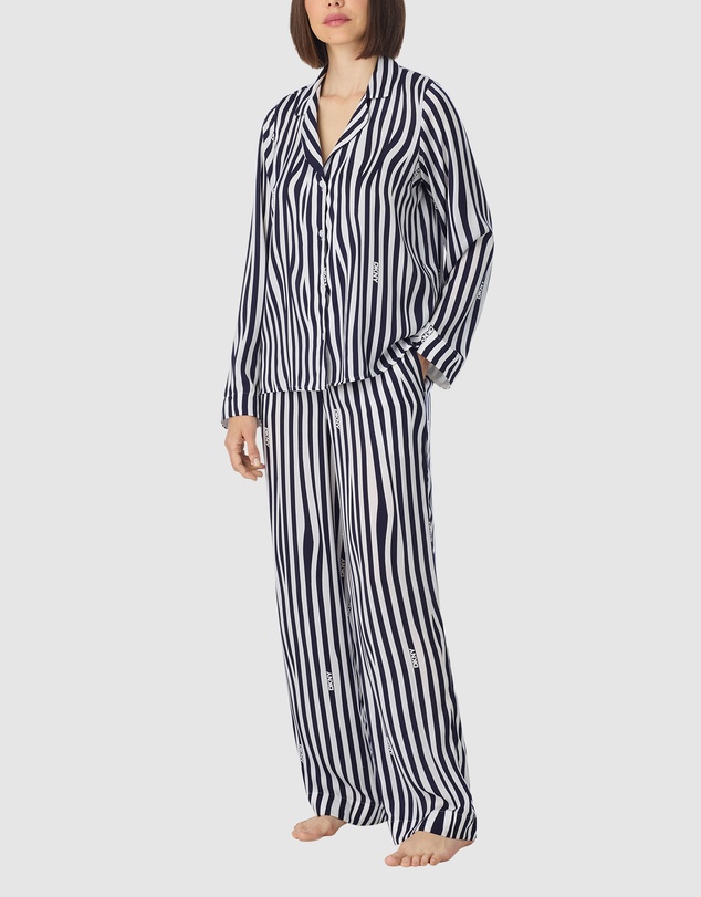 DKNY - Satin Button Up Long Sleeve Long Pyjama Set