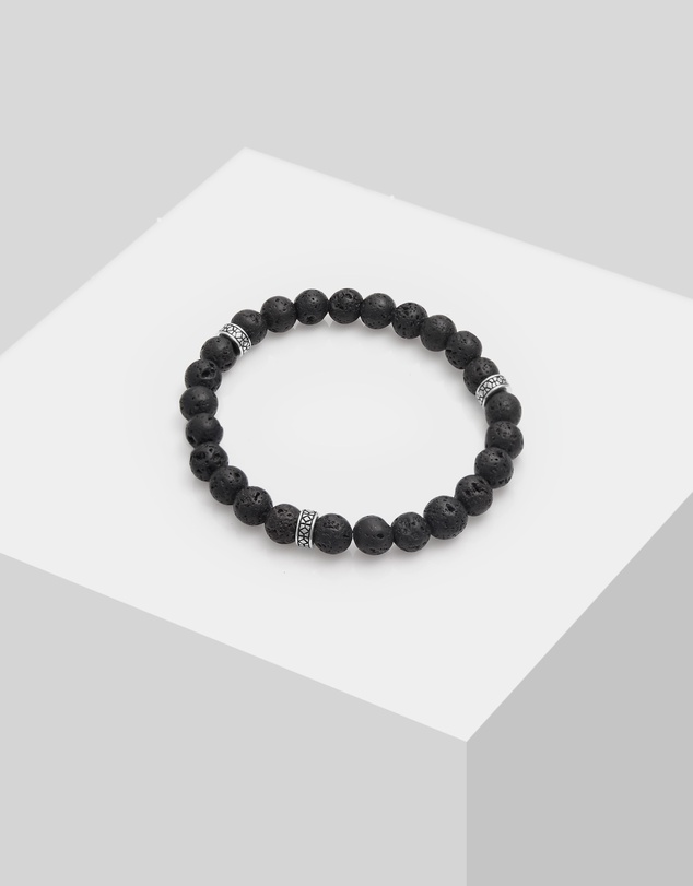 Kuzzoi - ICONIC EXCLUSIVE - Lava Stone Bracelet with Oxidised Silver Elements