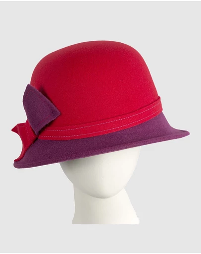 Max Alexander - Winter Felt Red/Wine Cloche Hat