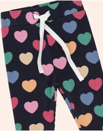 Huxbaby - Multi Hearts Rib Leggings - Babies-Kids