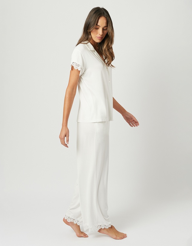 UNE PIECE - Lace Trim Modal Full Length Pyjama Set