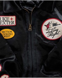 Duke + Dexter - Plus Black Satin Bomber Jacket