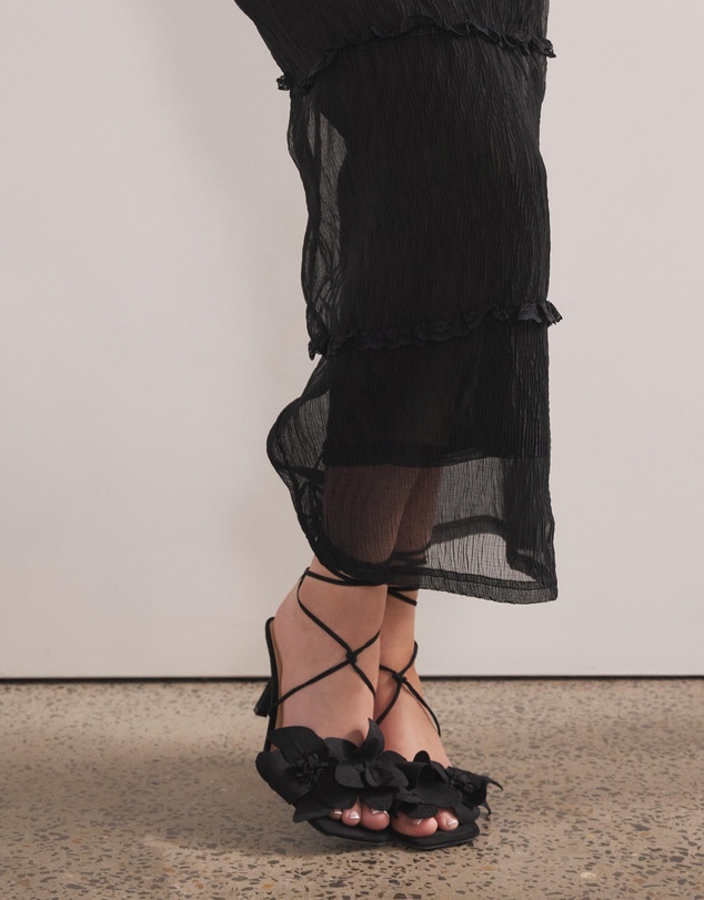 Dazie - Azaria Crinkle Frill Midi Skirt