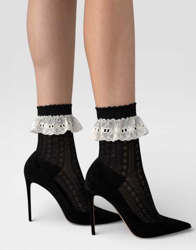 High Heel Jungle - Bobby Lace Frill Trim Cotton Bobby Socks