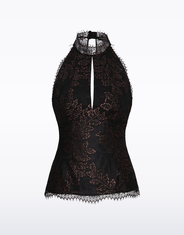 Carla Zampatti - Black Metallic Lace Halter Top