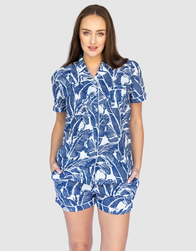 Sant And Abel - Women's Martinique® Blue Banana Leaf Short PJ Set