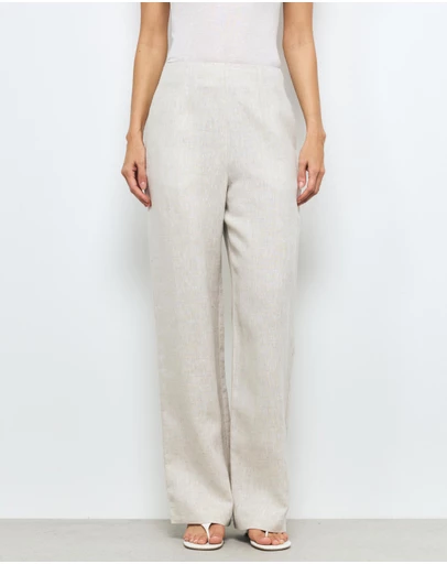 AERE - Elodie Clean Waist Wide Leg Linen Pants