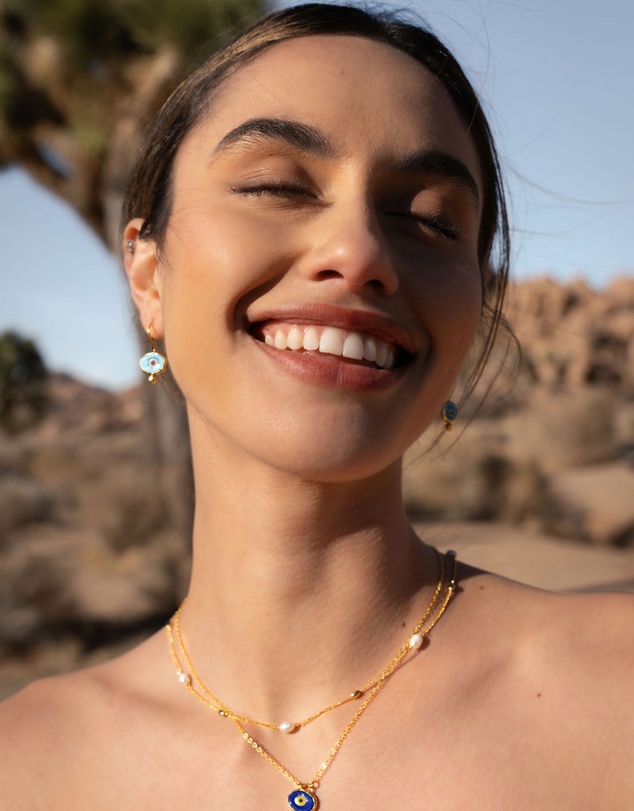 Ottoman Hands - Alara Navy Evil Eye Pendant Necklace