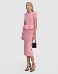 Self Portrait - Peplum Knit Midi Dress