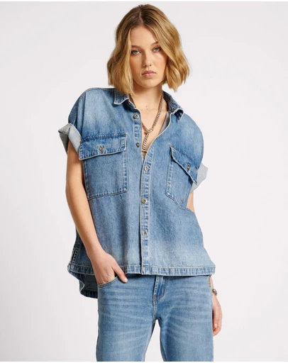 ONE TEASPOON - Blue Rapture Cut Off Denim Shirt