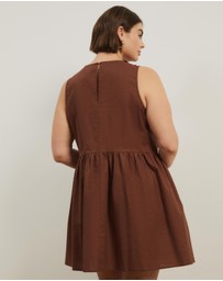 Atmos&Here Curvy - Hope Linen Blend Tiered Mini Dress