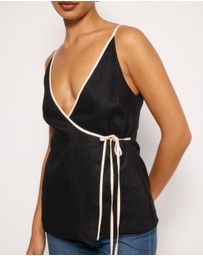 AERE - Linen Wrap Top