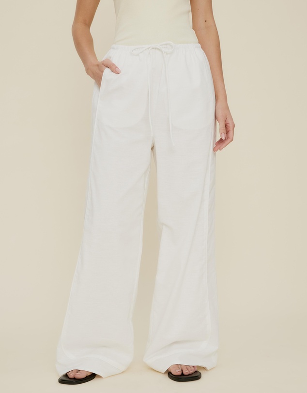 The Fated - Lucie Drawstring Linen Blend Pants