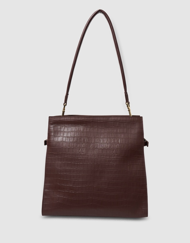 SABEN - Beatrice Shoulder Bag Espresso Croc